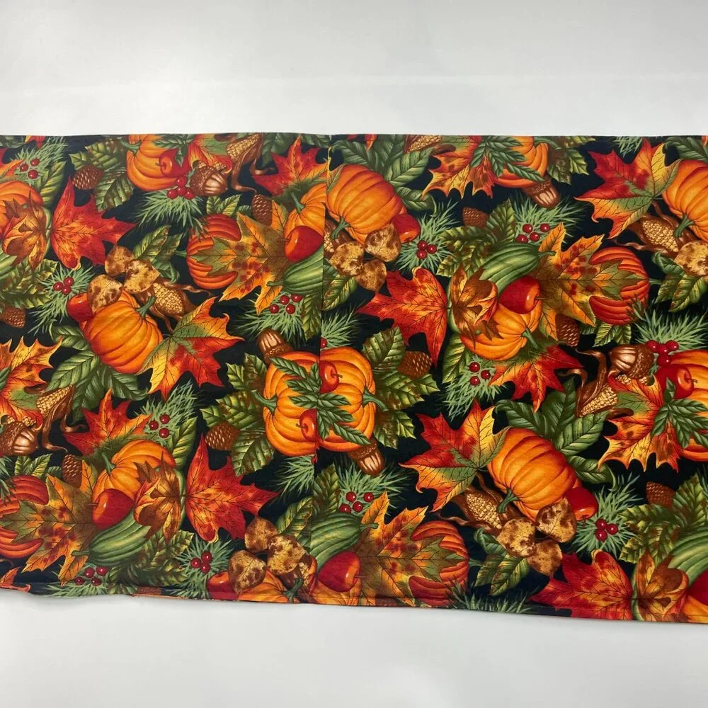 Handmade Patchwork Table Runner Autumn Fall Thanksgiving Pumpkins Orange Quilted